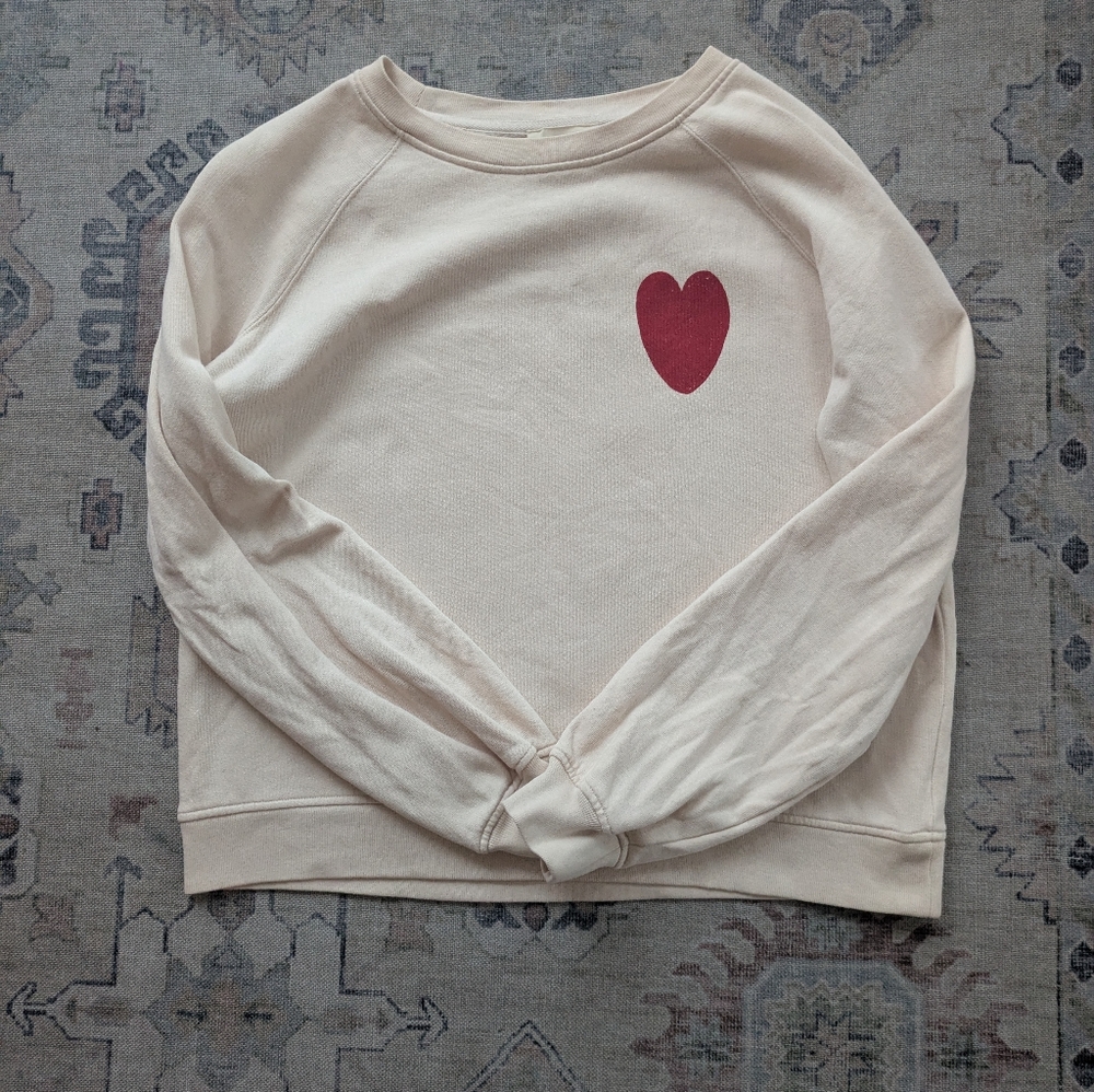 Sezane Cream Sweater with Red Heart - Picture 2 of 3